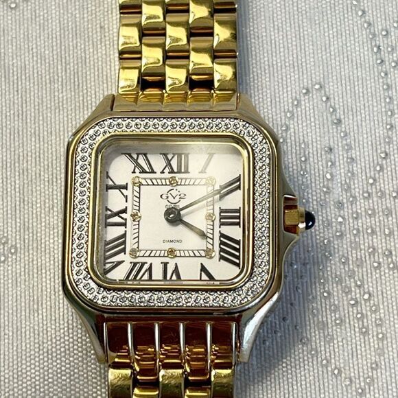 Gervil GV2 Swiss Diamonds & Stainless Steel/ gold plating bracelet watch 12101B - Picture 6 of 10